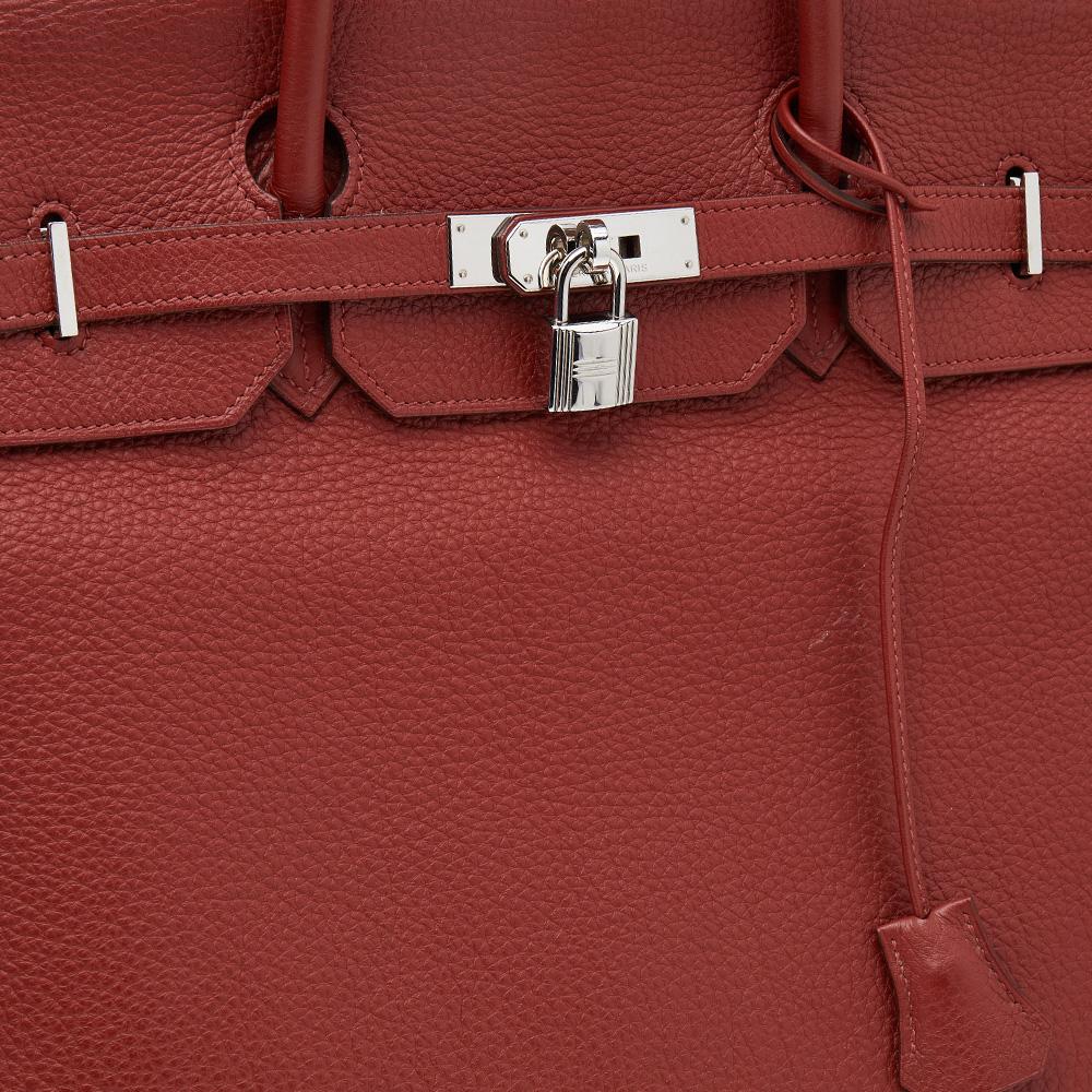 Hermes Rouge Grenat Clemence Leather Palladium Plated Birkin 40 Bag 4
