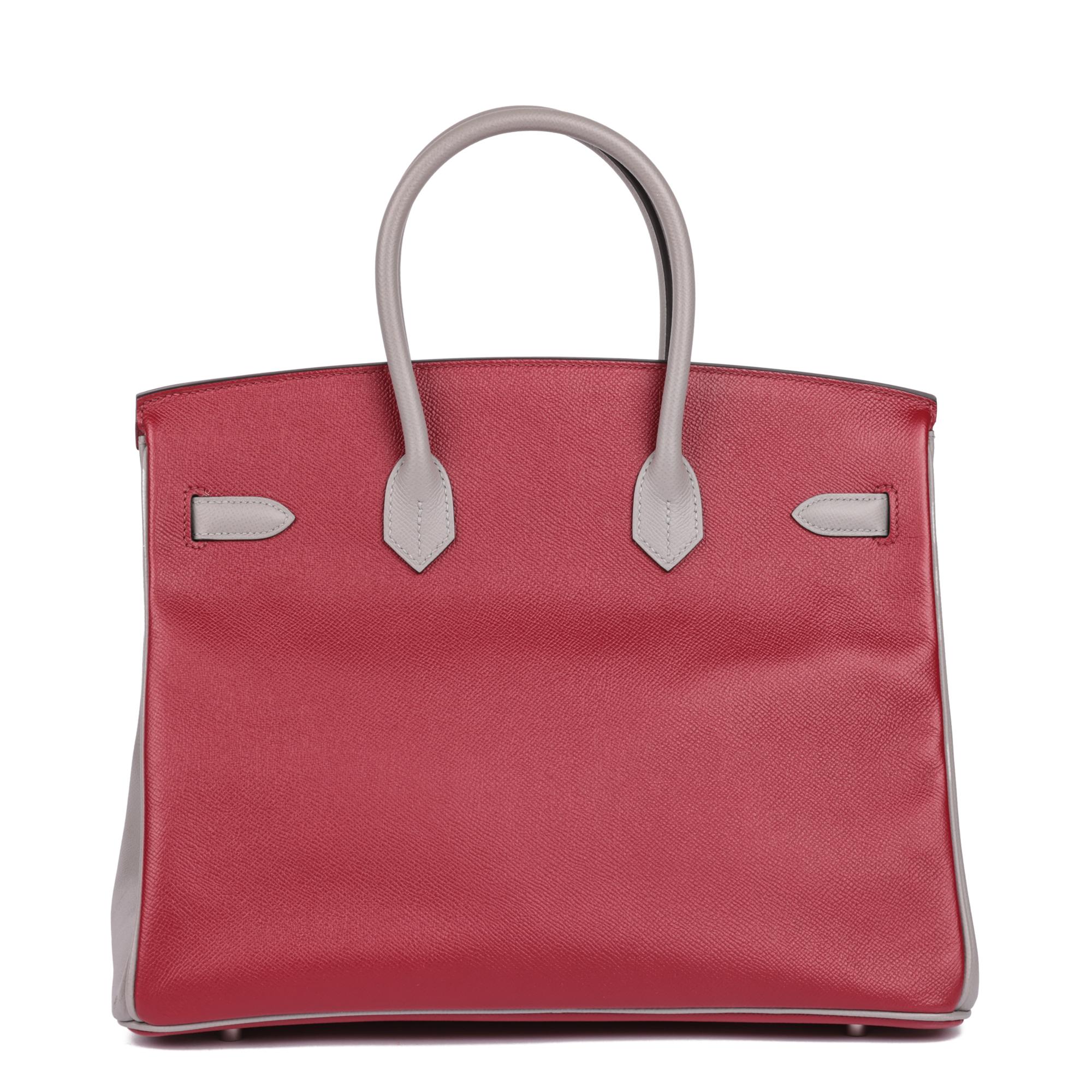 HERMÈS Piel de Epsom Rouge Grenat & Gris Mouette HSS Pedido especial Birkin 35cm en venta 1