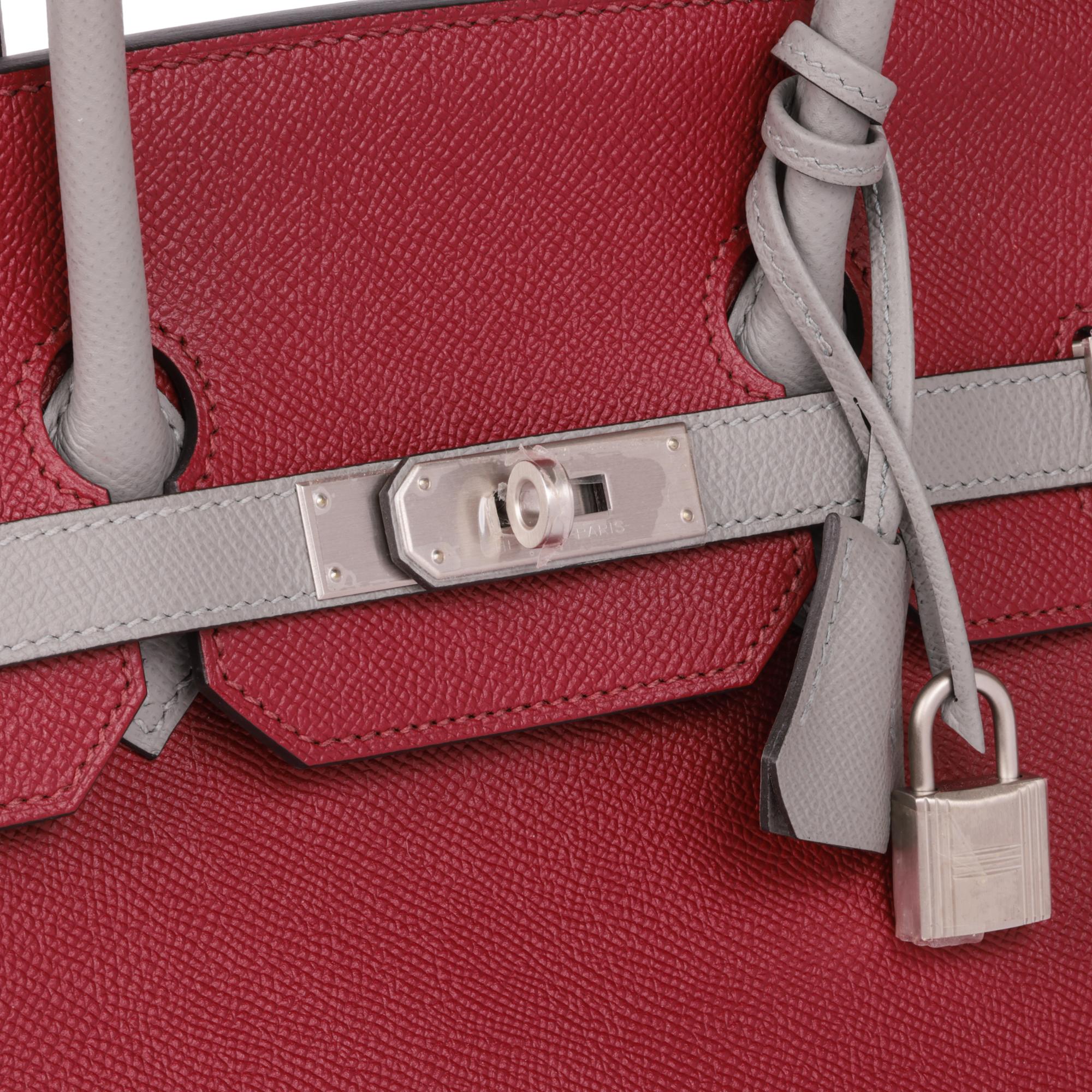HERMÈS Piel de Epsom Rouge Grenat & Gris Mouette HSS Pedido especial Birkin 35cm en venta 2