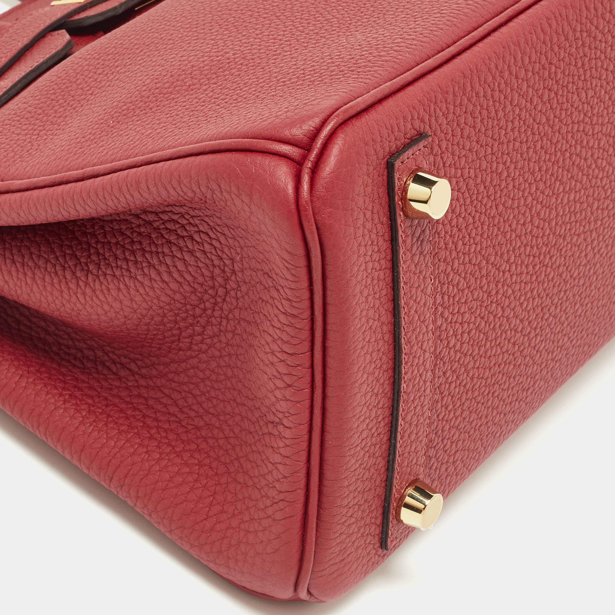 Hermès Rouge Grenat Togo Leather Gold Finish Birkin 25 Bag 6