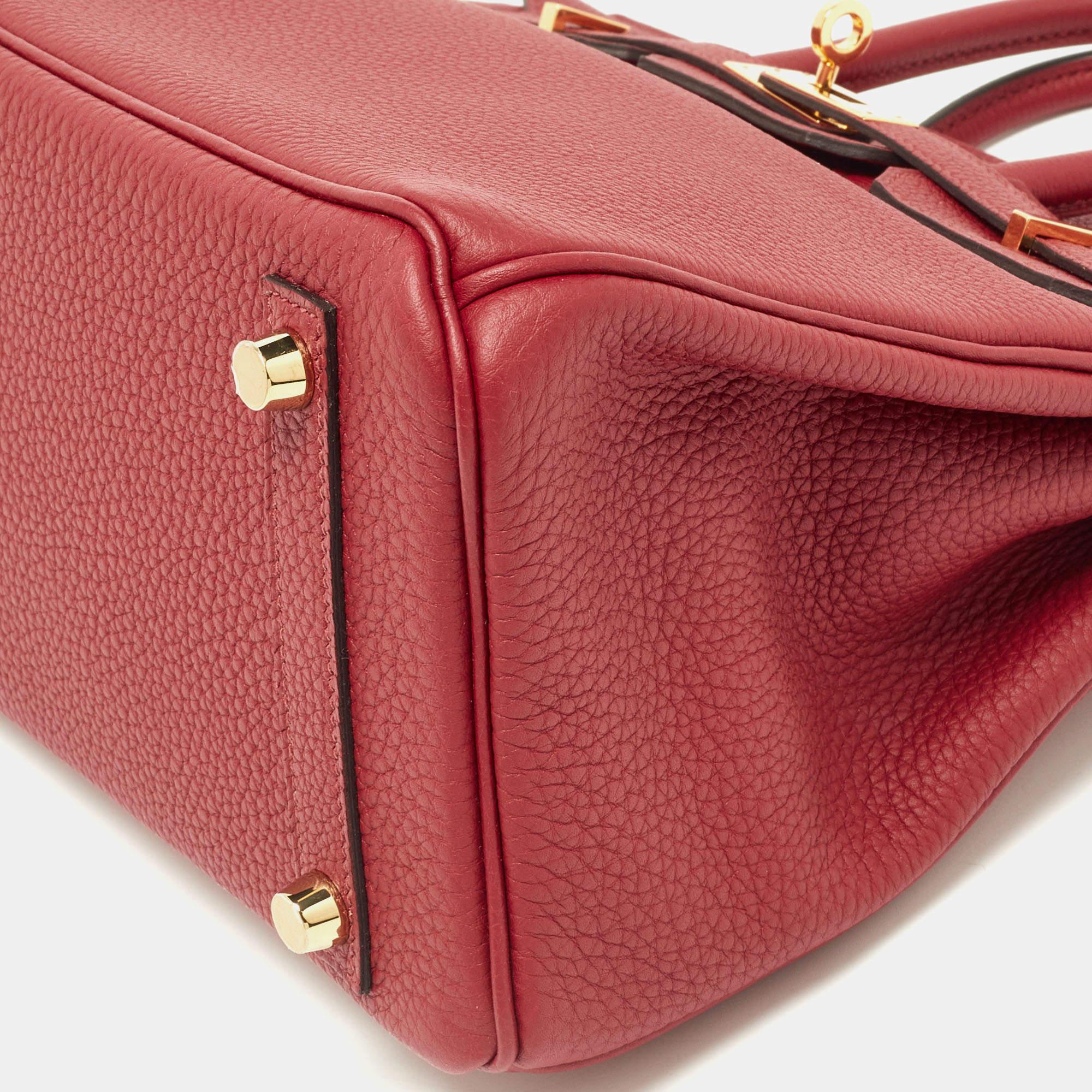 Hermès Rouge Grenat Togo Leather Gold Finish Birkin 25 Bag 7