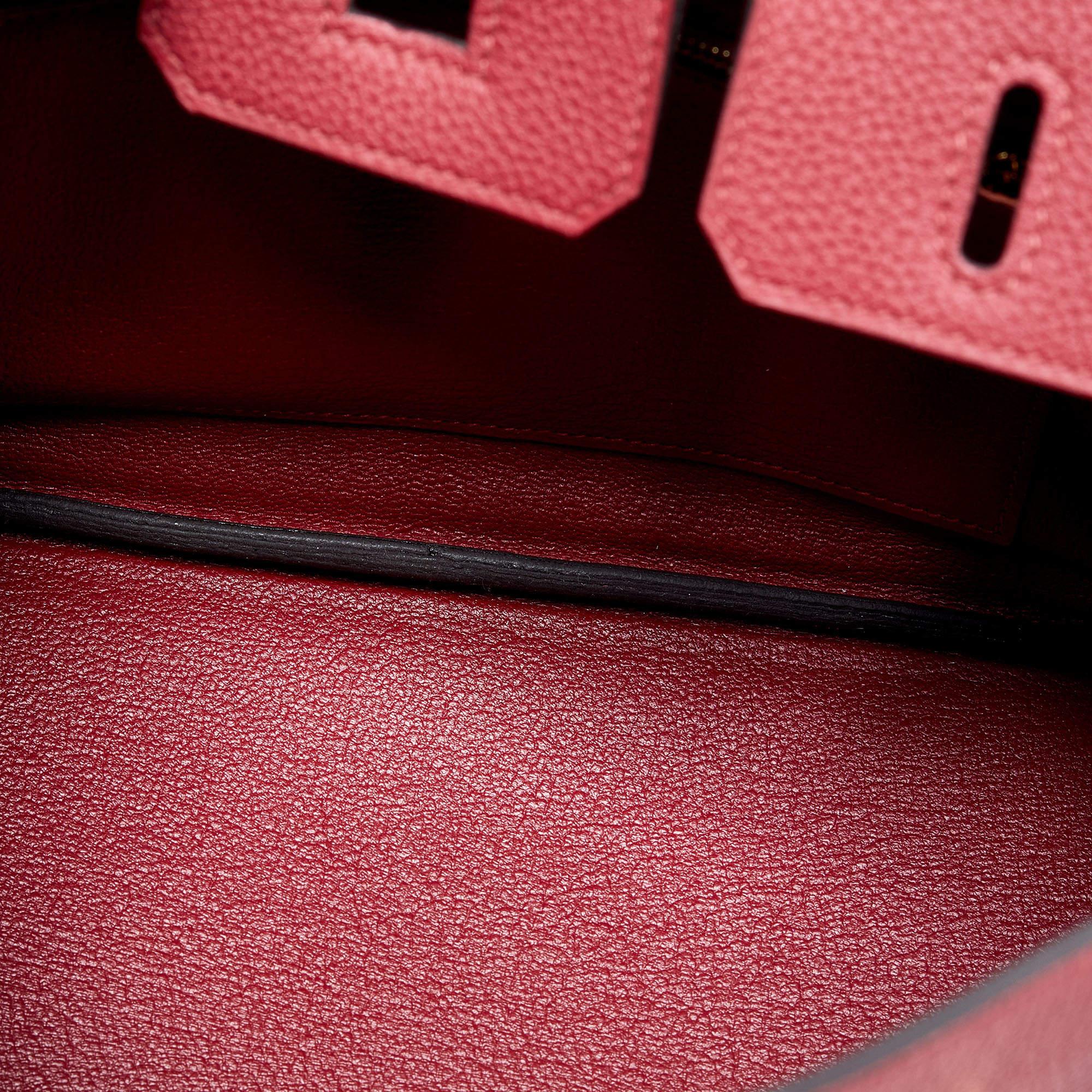 Hermès Rouge Grenat Togo Leather Gold Finish Birkin 25 Bag 9