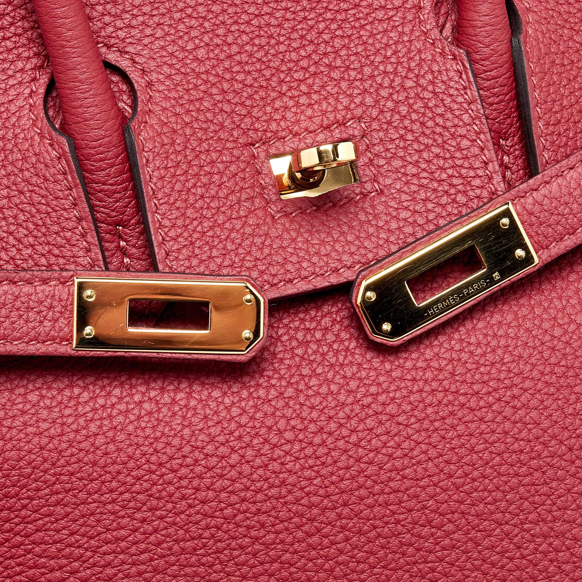 Hermès Rouge Grenat Togo Leather Gold Finish Birkin 25 Bag 14