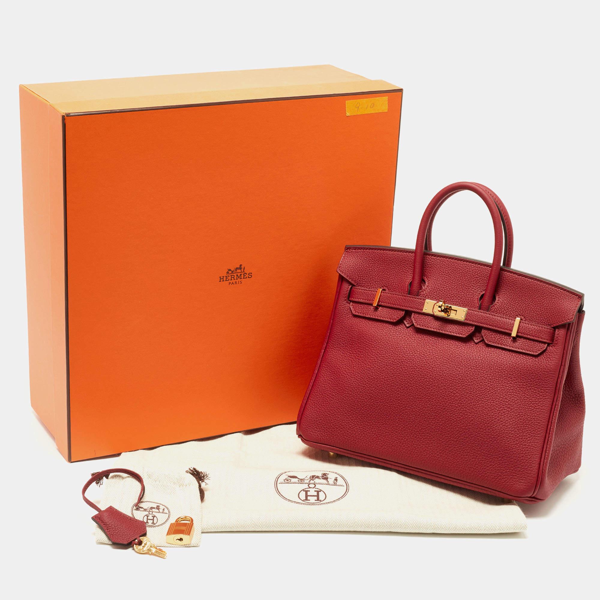 Hermès Rouge Grenat Togo Leather Gold Finish Birkin 25 Bag 15