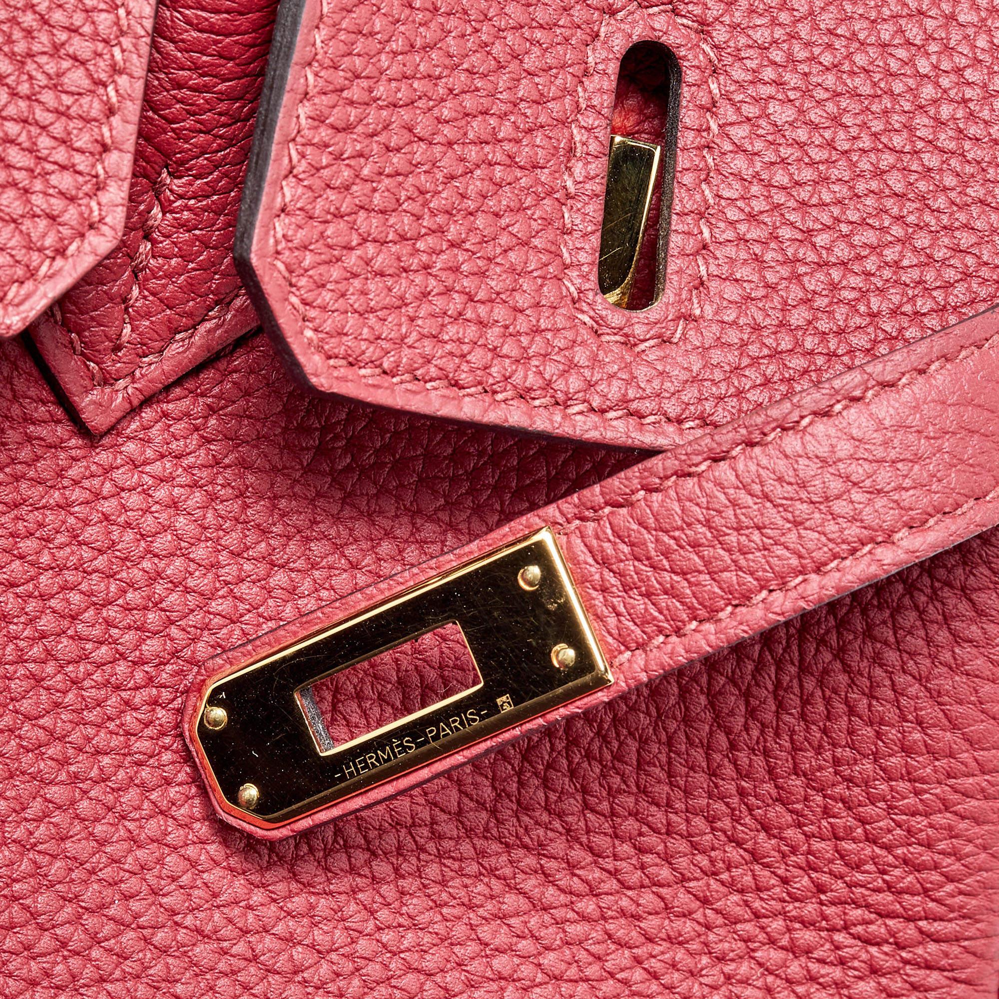 Hermès Rouge Grenat Togo Leather Gold Finish Birkin 25 Bag 3