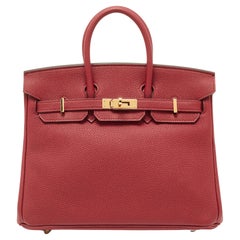 Hermès Rouge Grenat Togo Leather Gold Finish Birkin 25 Bag