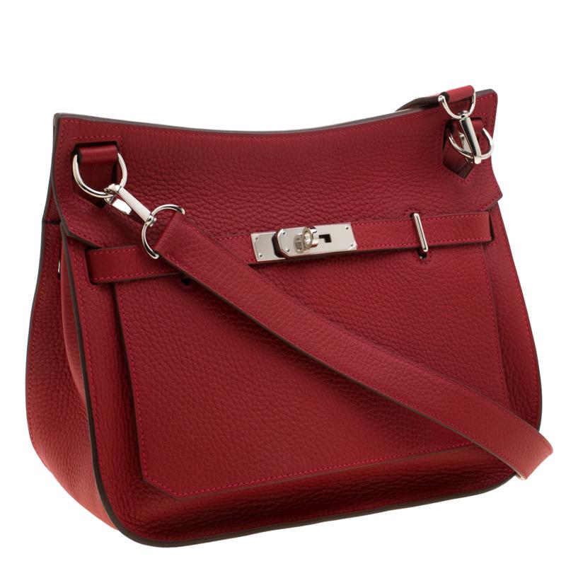 Red Hermes Rouge Grenat Togo Leather Jypsiere 28 Bag