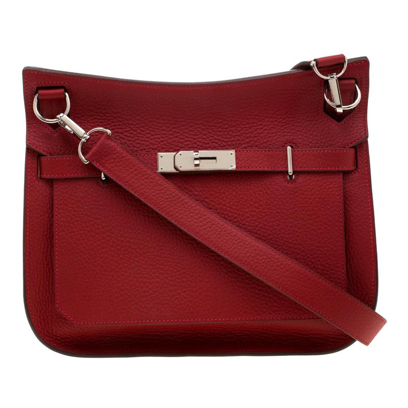Hermes Rouge Grenat Togo Leather Jypsiere 28 Bag
