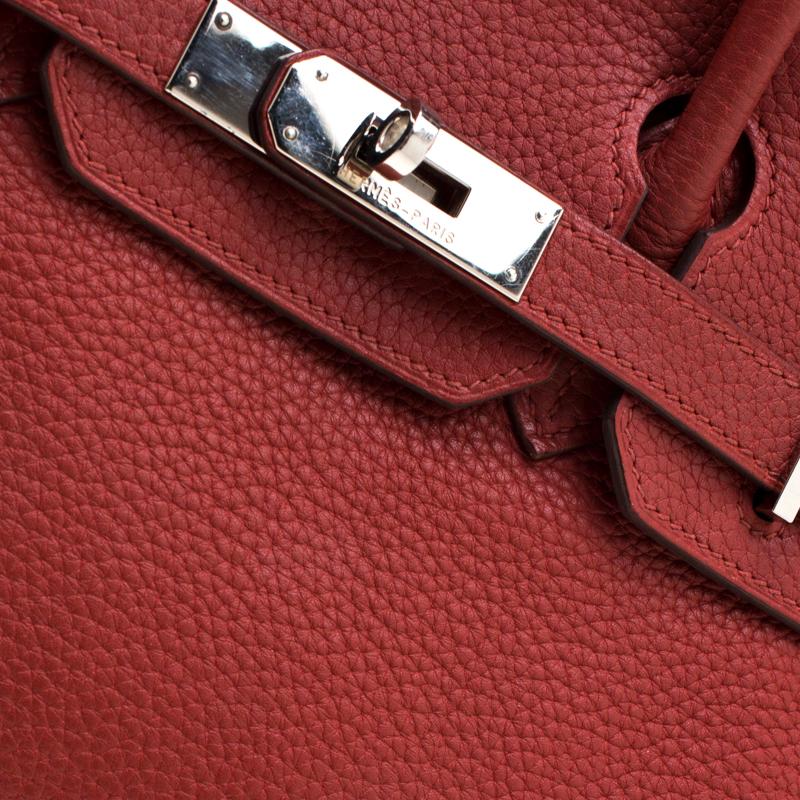 Hermes Rouge Grenat Togo Leather Palladium Hardware Birkin 30 Bag 5