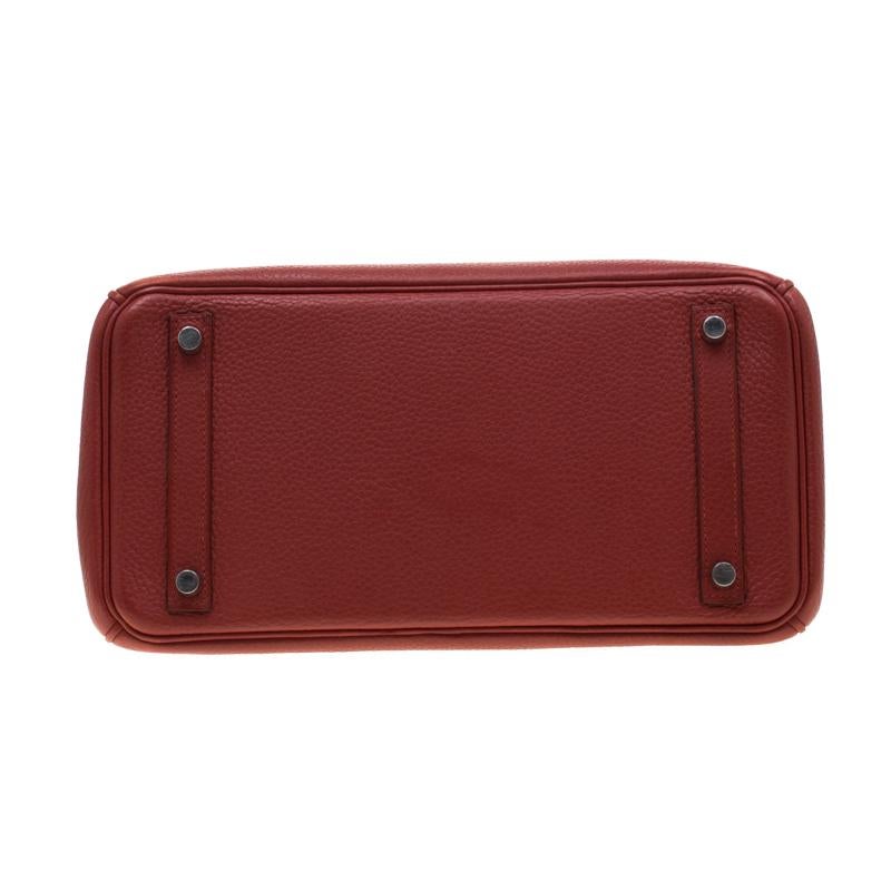 Women's Hermes Rouge Grenat Togo Leather Palladium Hardware Birkin 30 Bag