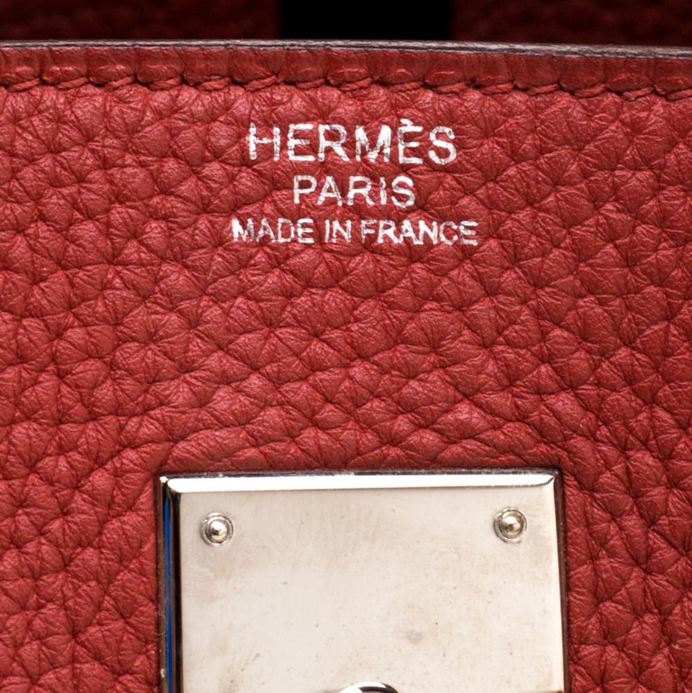 Hermes Rouge Grenat Togo Leather Palladium Hardware Birkin 30 Bag 3