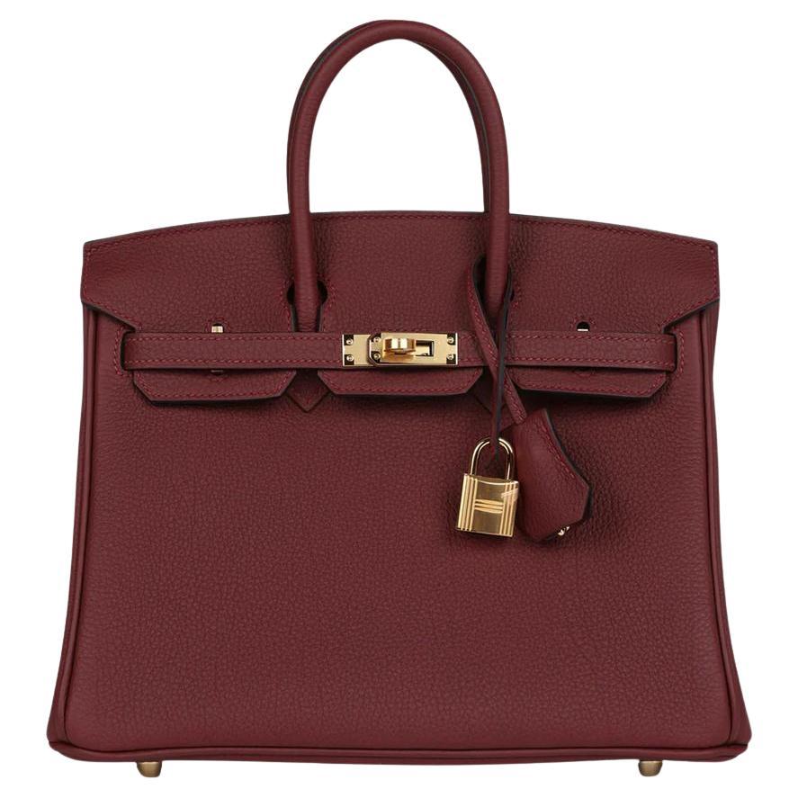 Hermès Rouge H Birkin 25 Togo Gold Hardware For Sale