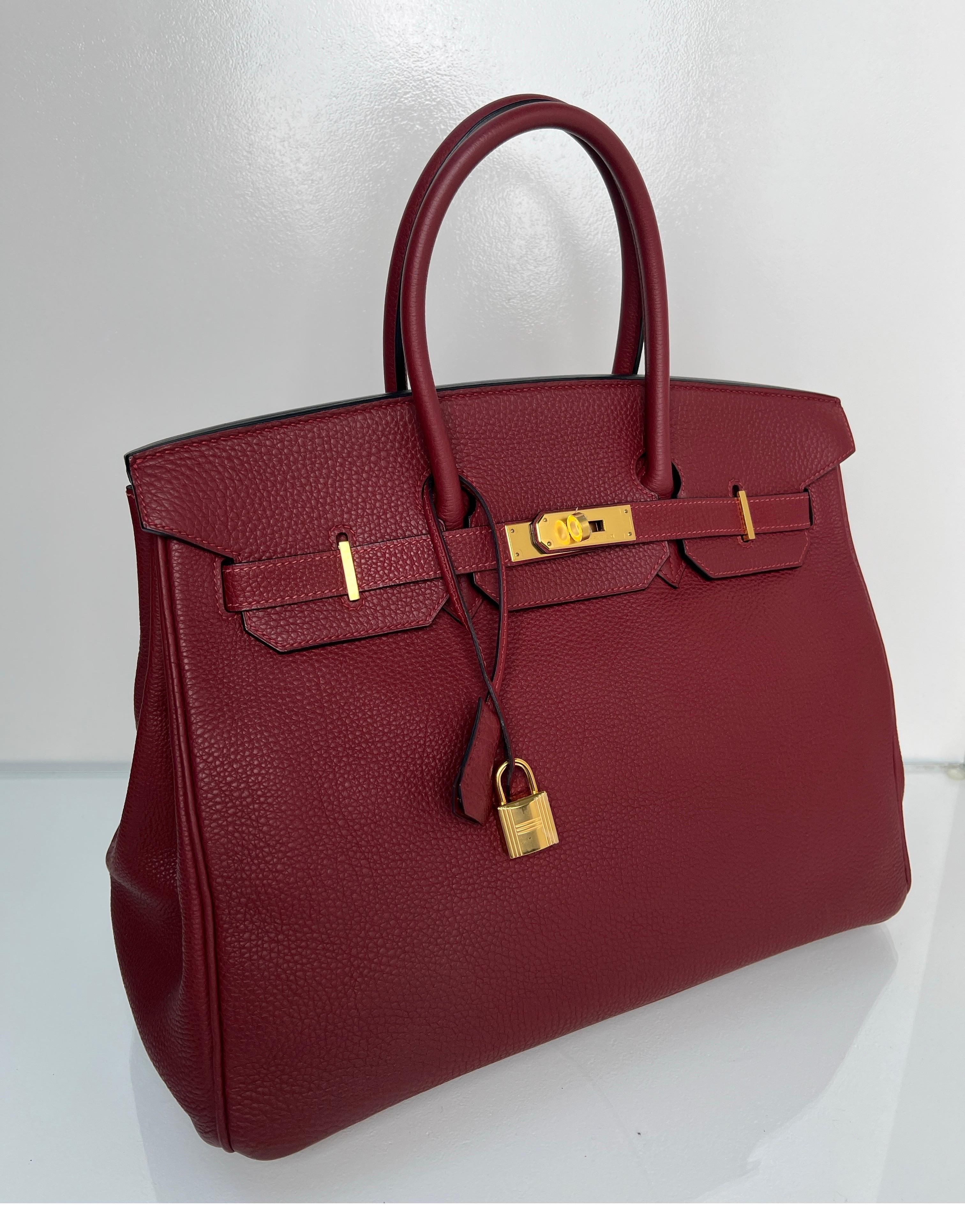 Brown Hermes Rouge H Birkin 35 Bag