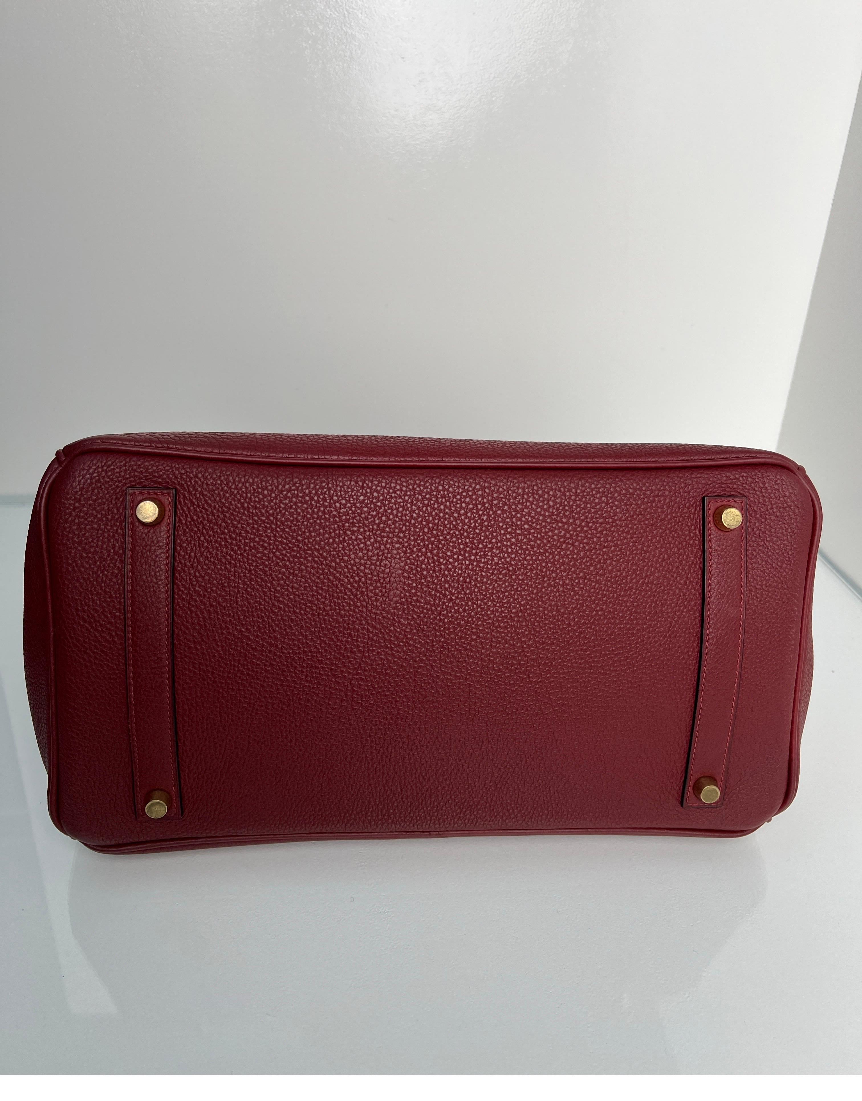 Hermes Rouge H Birkin 35 Bag 3