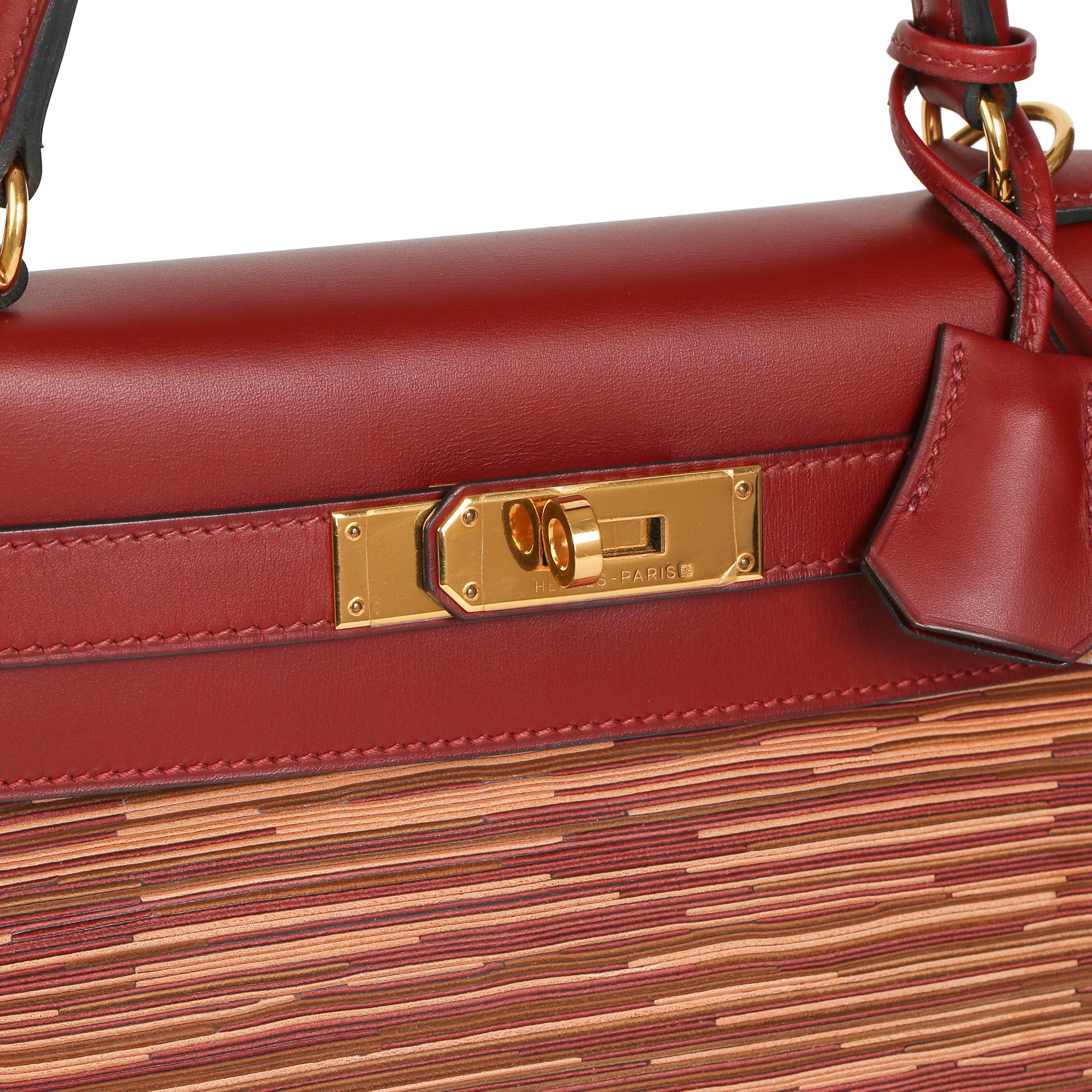 Hermès Rouge H Box Calf Leather Vibrato Kelly 28cm Retourne en venta 1