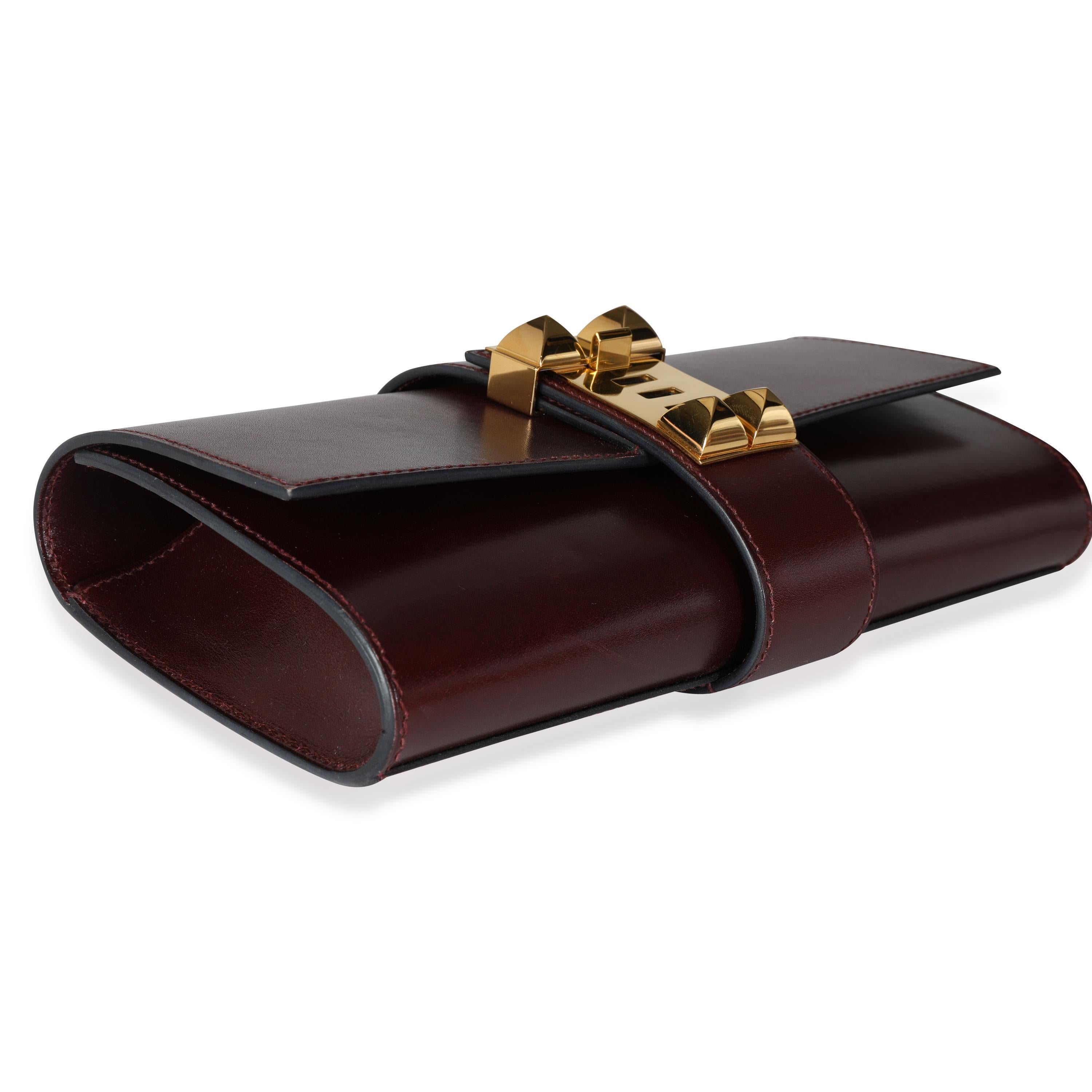 Black Hermès Rouge H Box Calf Medor 23 GHW For Sale