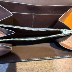 Hermès Rouge H Box Calfskin Constance Compact Wallet Silver Hardware 2018