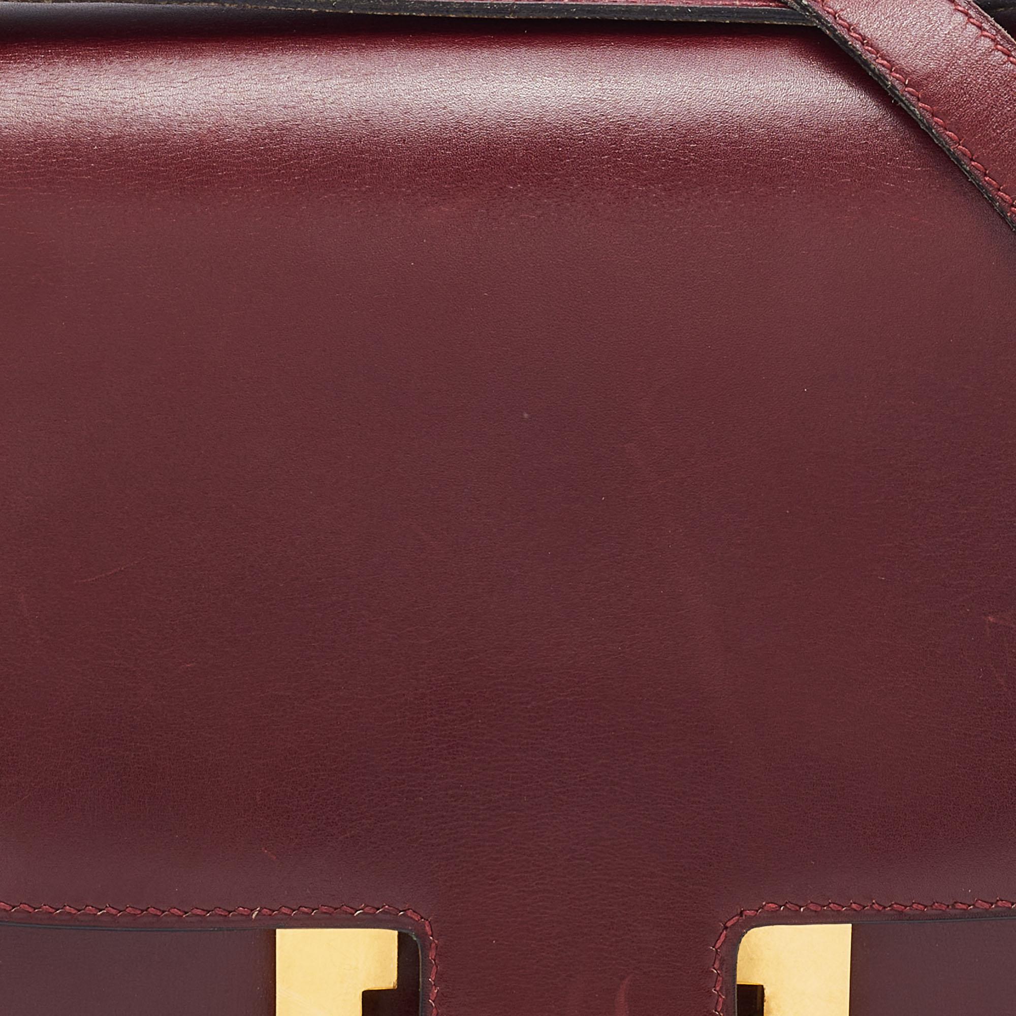 Hermes Rouge H Box Leather Gold Finish Constance 23 Bag 7