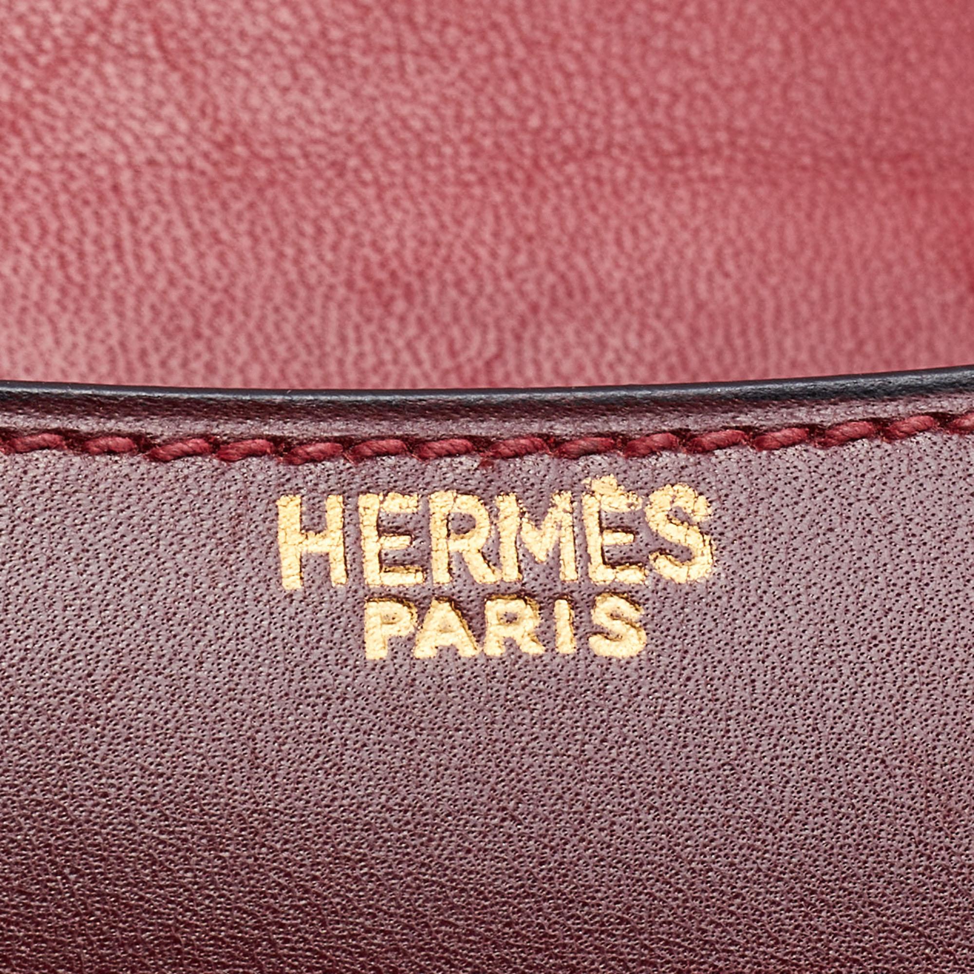 Hermes Rouge H Box Leather Gold Finish Constance 23 Bag 2