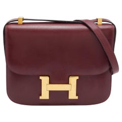 Hermes Rouge H Box Leather Gold Finish Constance 23 Bag