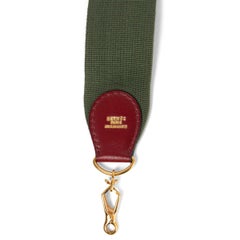 HERMES Rouge H Box leather & Kaki canvas SANGLE KELLY 50mm Bag Strap