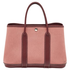 Hermes Rouge H Buffalo Skipper Leder und Toile H Garden Party 30 Tasche