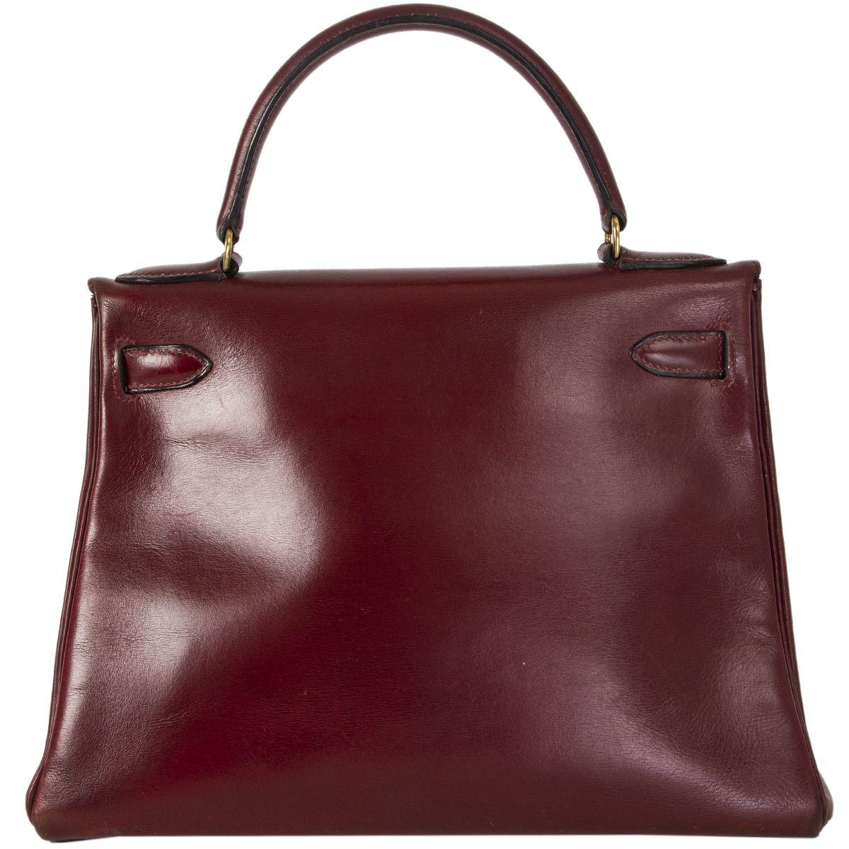 HERMES Rouge H burgundy Box KELLY I 28 RETOURNE Tasche VINTAGE im Zustand „Relativ gut“ in Zürich, CH
