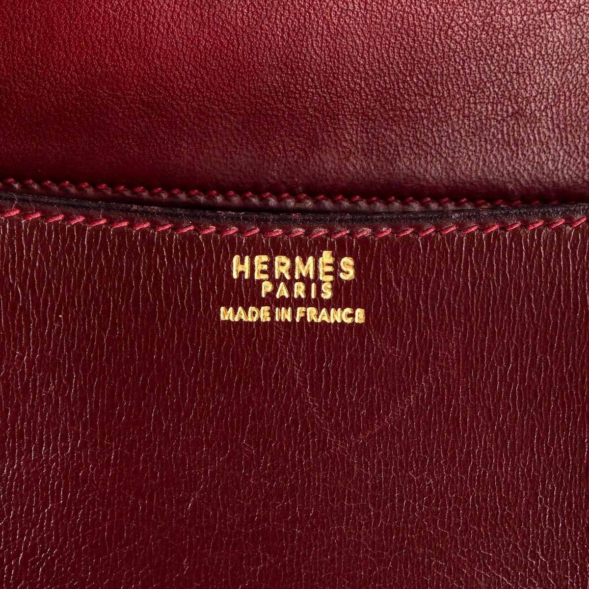 Black HERMES Rouge H burgundy Box leather CONSTANCE 23 Bag w Gold VINTAGE For Sale
