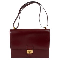 HERMES Rouge H burdeos Caja cuero SAC A DEPECHES 26 Bolso con Oro