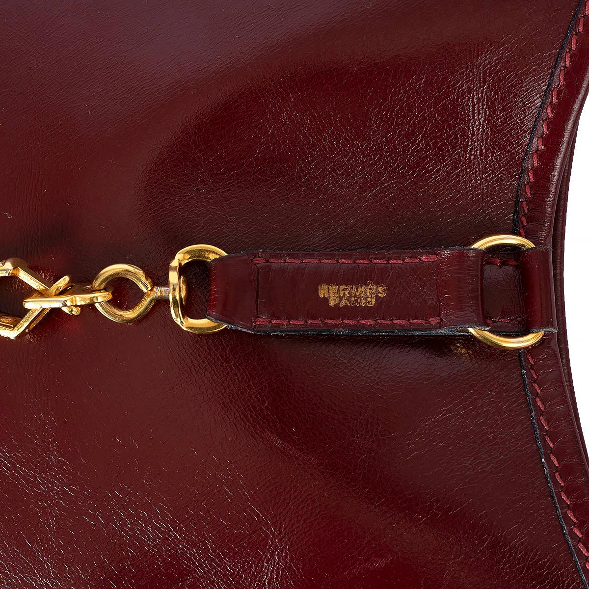 HERMES Rouge H burgundy Box leather TRIM 31 Hobo Bag Ghw For Sale 3
