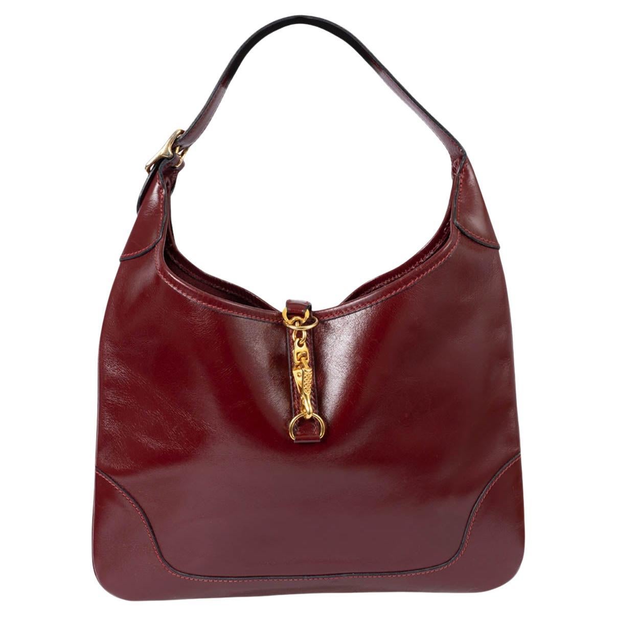HERMES Rouge H burgundy Box leather TRIM 31 Hobo Bag Ghw For Sale