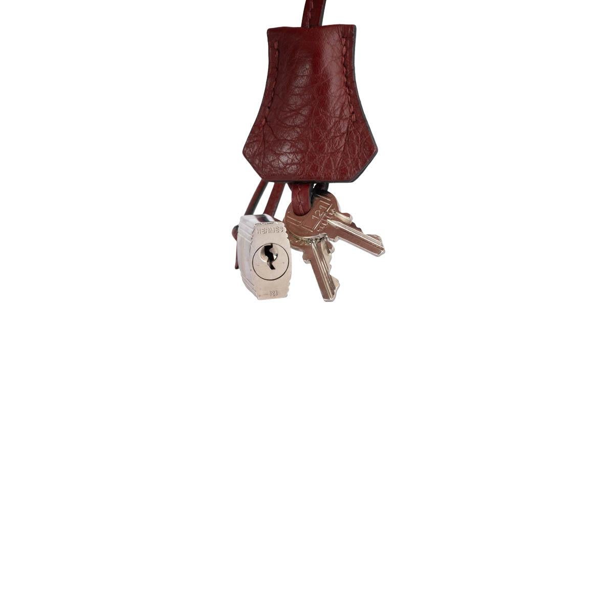 HERMES Rouge H burgundy Clemence leather BIRKIN 35 Bag w Palladium 4