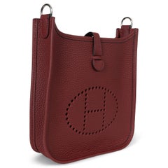 HERMES Rouge H burgundy Clemence leather EVELYNE 16 TPM Crossbody Bag Phw