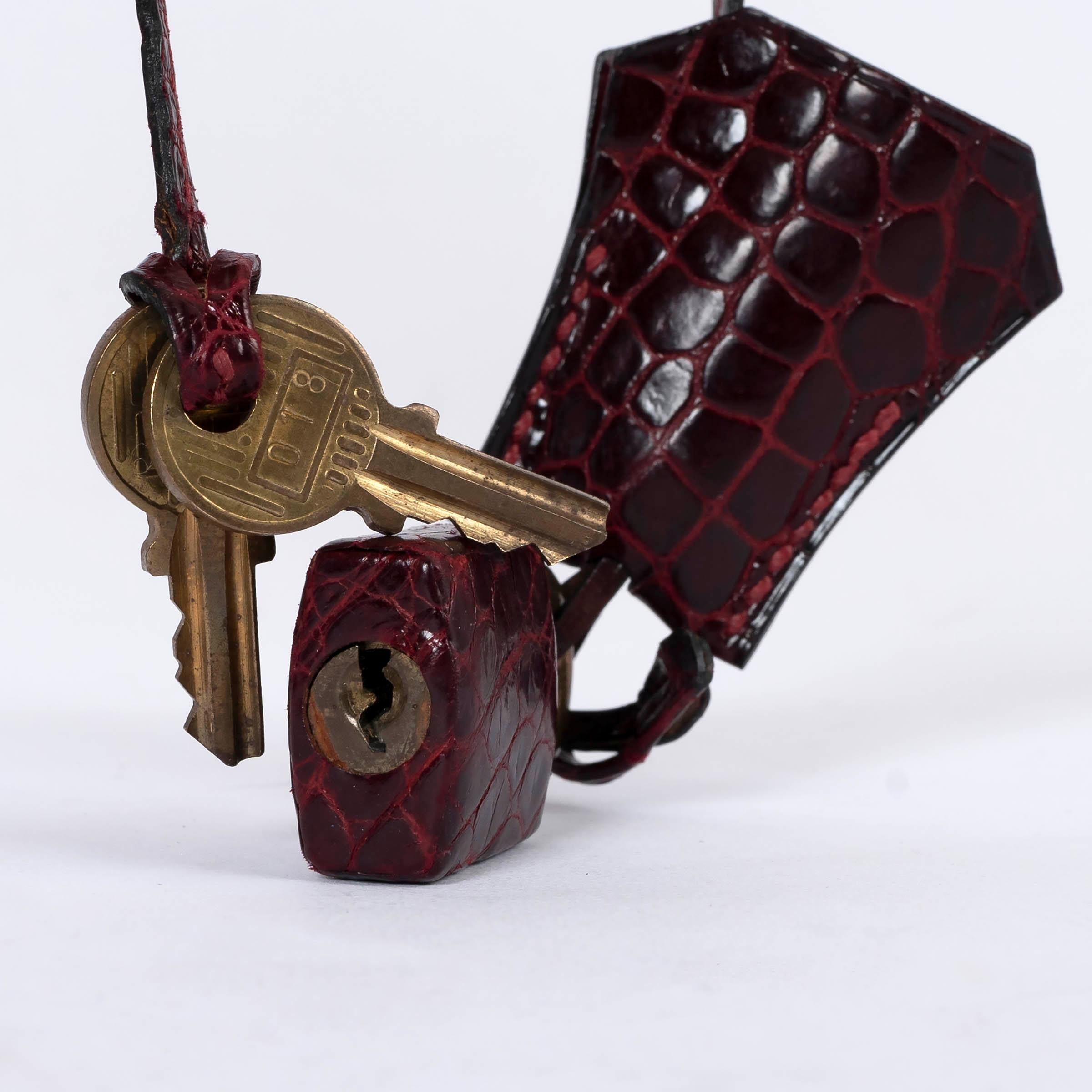 HERMES Rouge H burgundy POROSUS CROC KELLY 32 SELLIER Bag Ghw 4