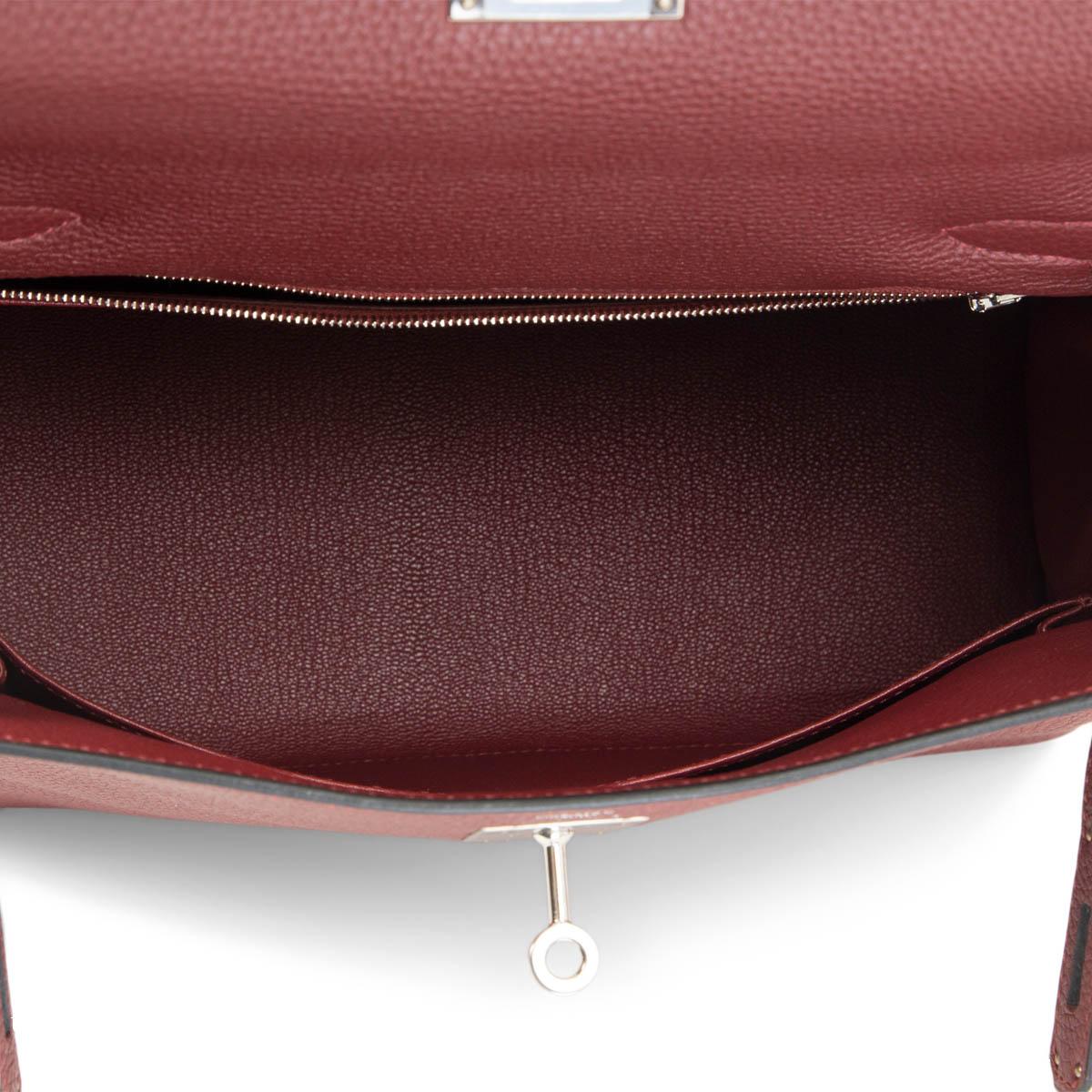 HERMES Rouge H burgundy Togo leather KELLY 28 RETOURNE Bag Palladium 2