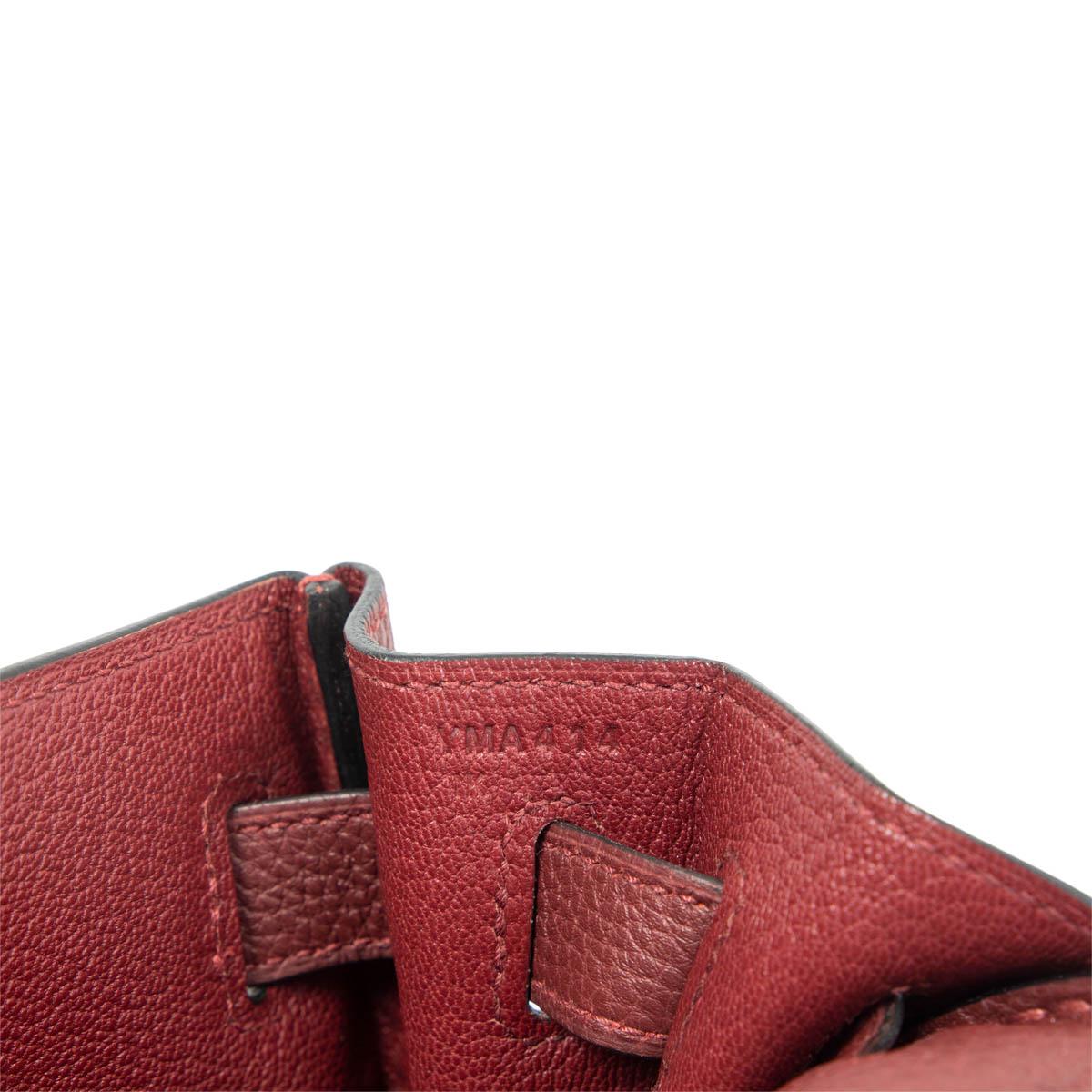 HERMES Rouge H burgundy Togo leather KELLY 28 RETOURNE Bag Palladium 3