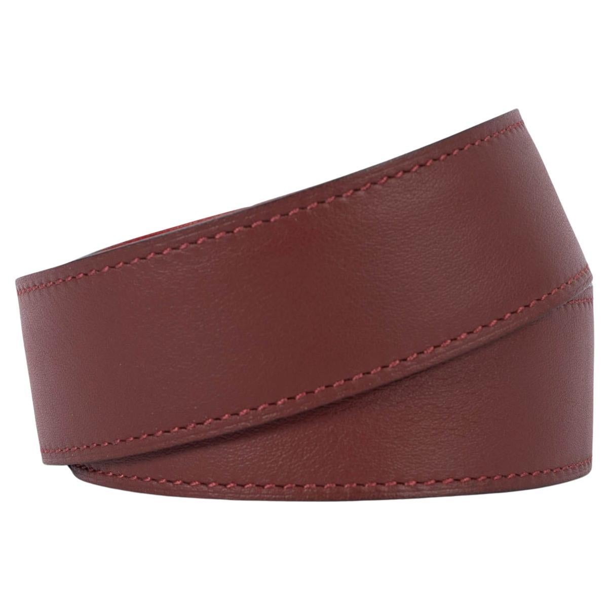 HERMES Rouge H & Casaque Leder 32mm REVERSIBLE Gürtelriemen 85 im Angebot