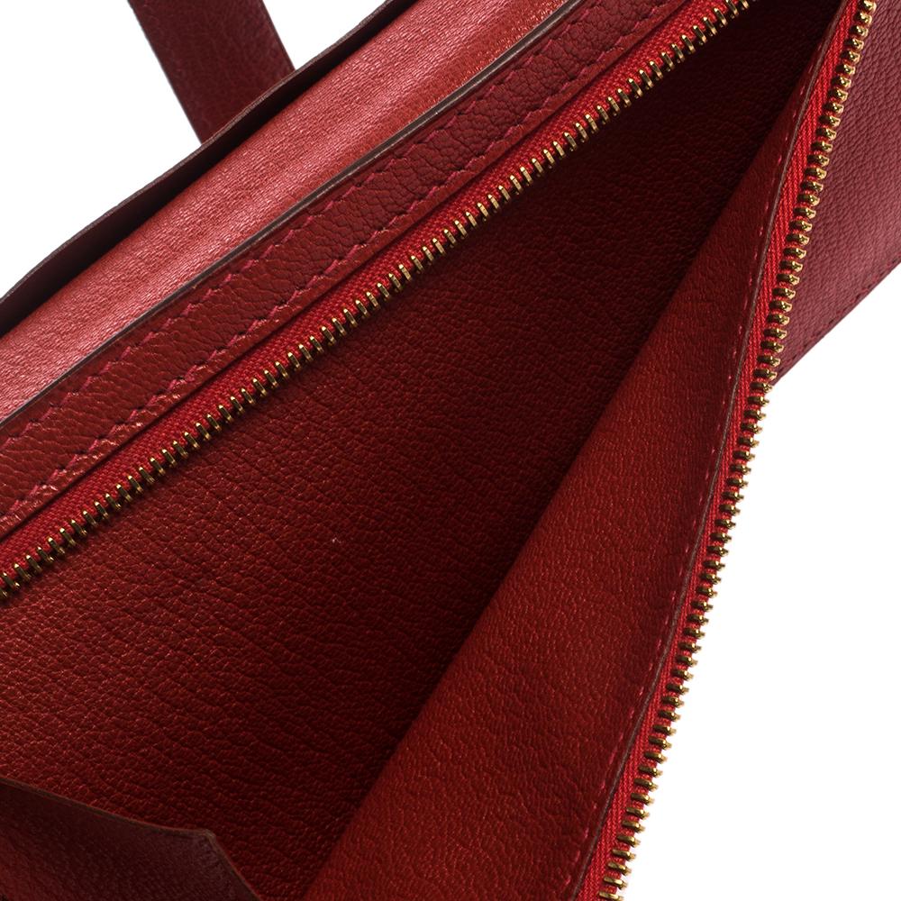 Hermes Rouge H Chevre Leather Bearn Gusset Wallet 1