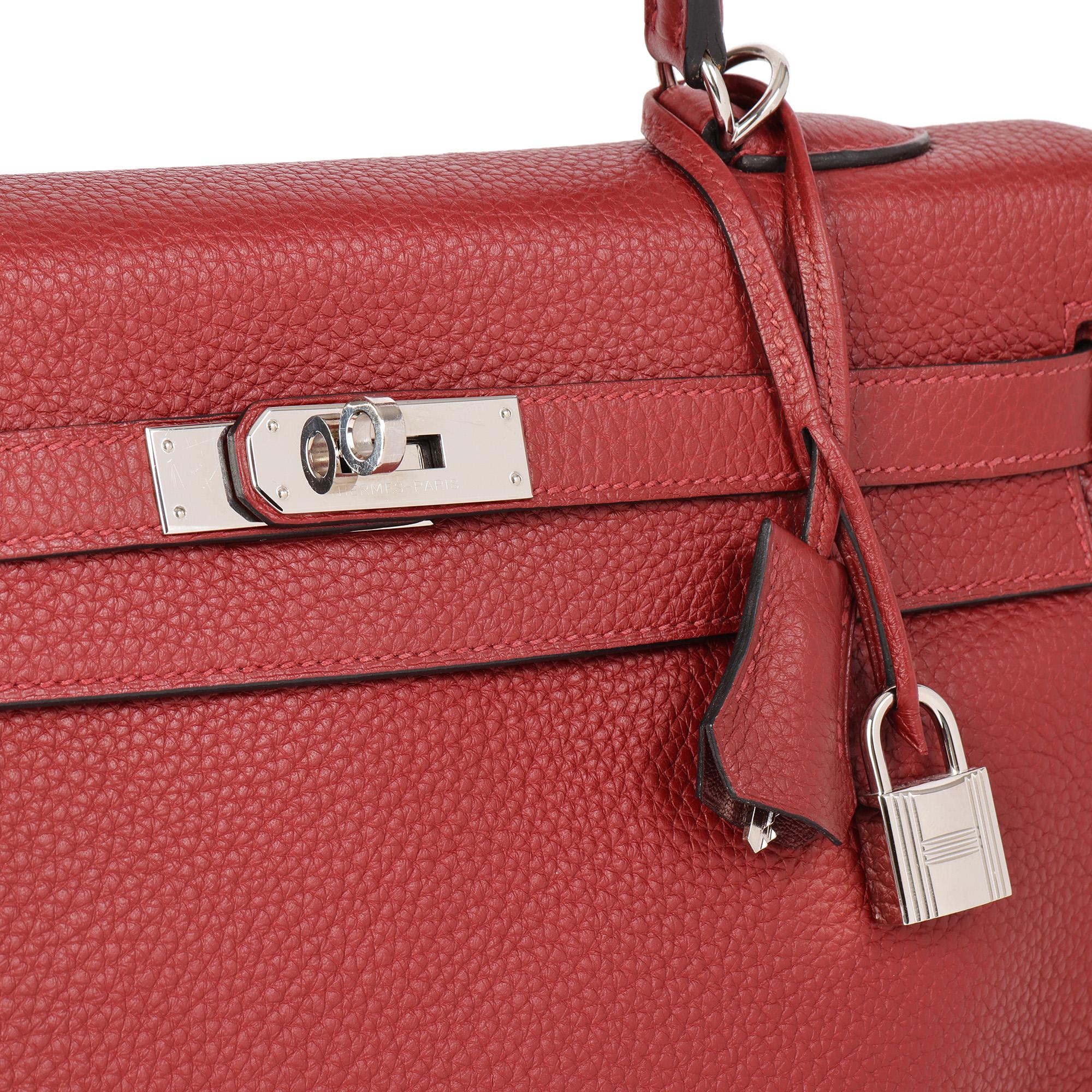 HERMÈS Rouge H Clemence Leather Amazone Kelly 35cm Retourne 3