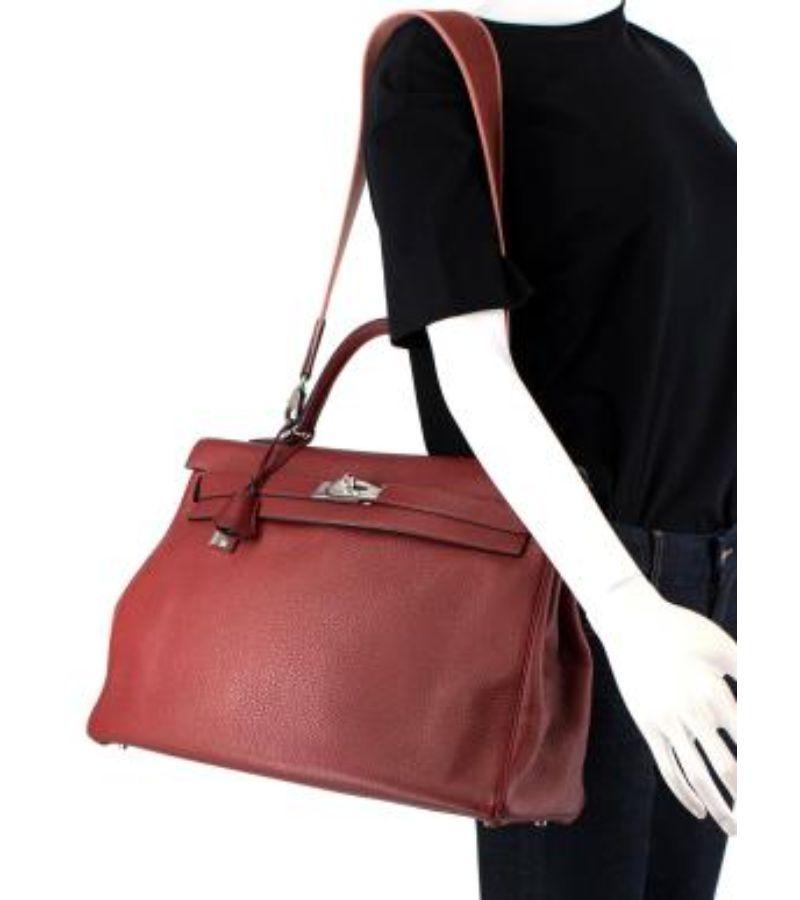 Hermes Rouge H Clemence Leather Kelly Retourne 40 PHW For Sale 2