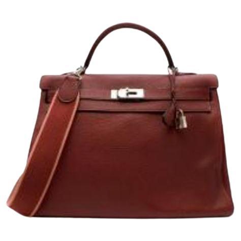 Hermes Rouge H Clemence Leather Kelly Retourne 40 PHW For Sale