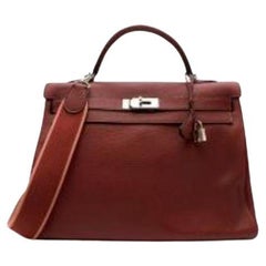 Hermes Rouge H Clemence Leather Kelly Retourne 40 PHW