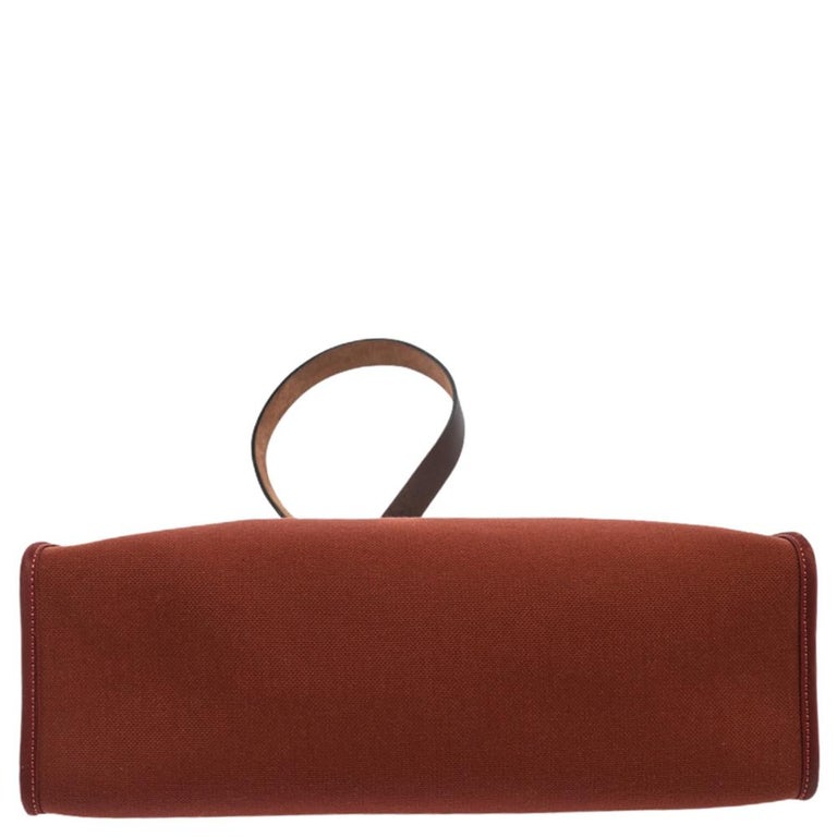 Hermes Rouge H/Ebene Canvas and Leather Herbag Zip 31 Bag at