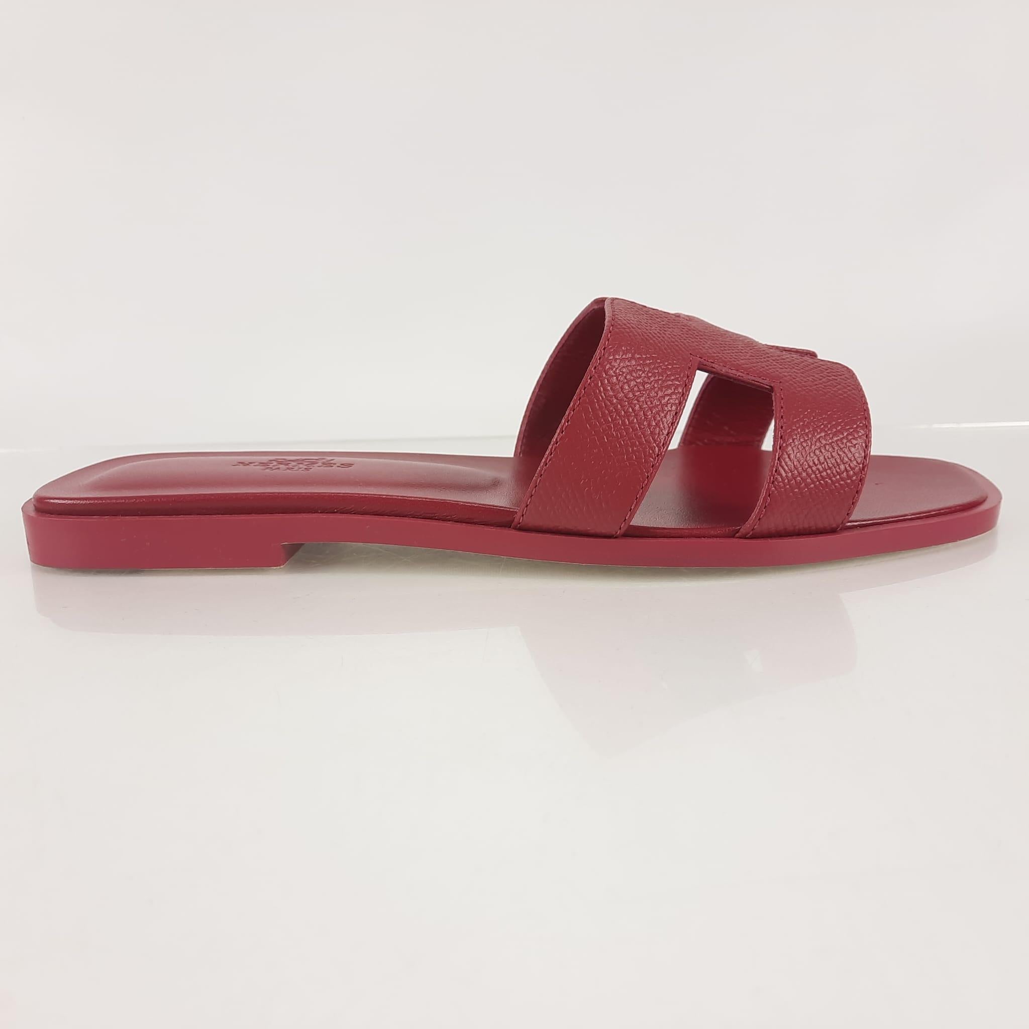 Hermes Oran sandals Rouge H Epsom calfskin Size 38 2