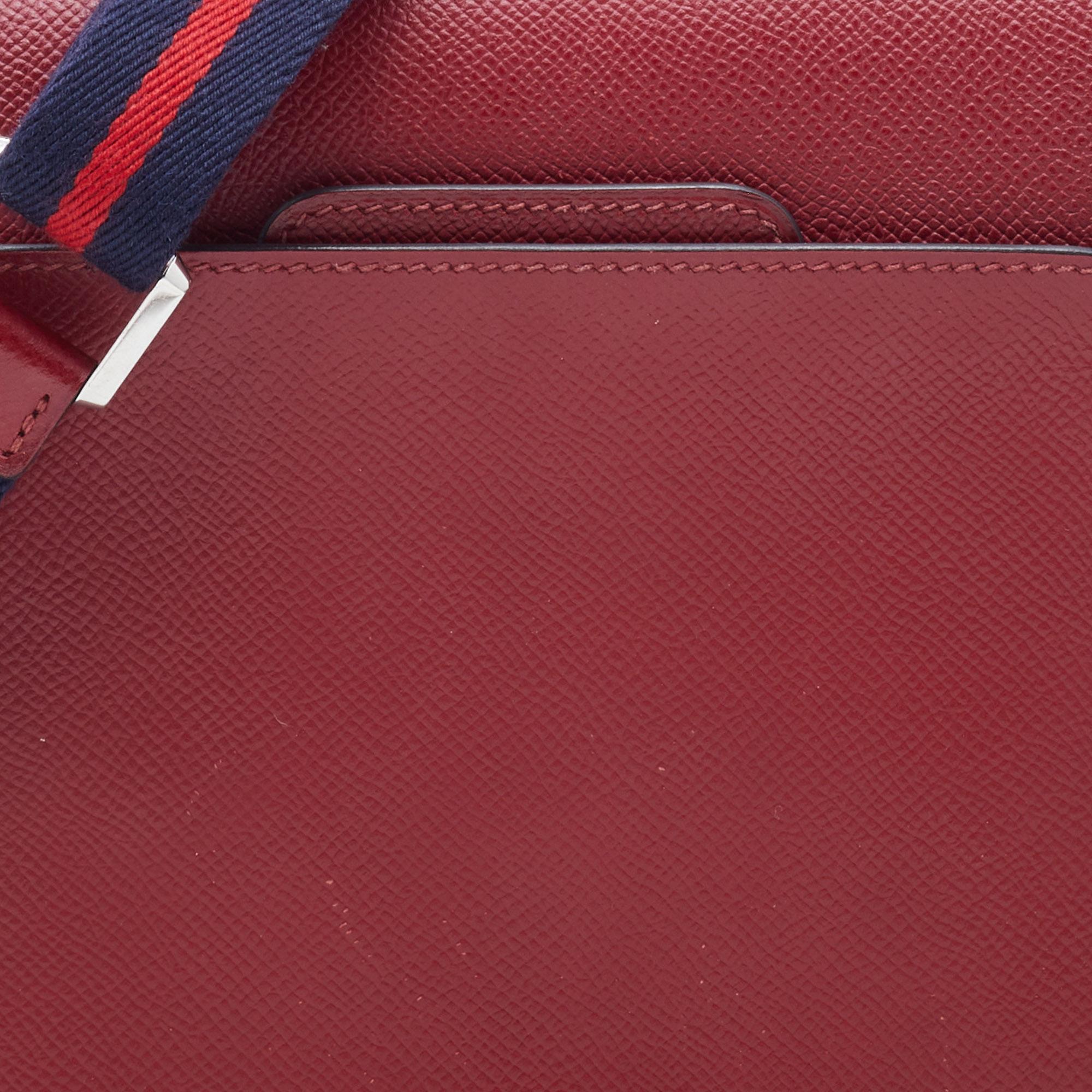 Hermes Rouge H Epsom Leather Octogone 23 Bag 4