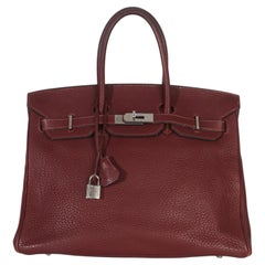 Hermès Rouge H Fjord Birkin 35 PHW