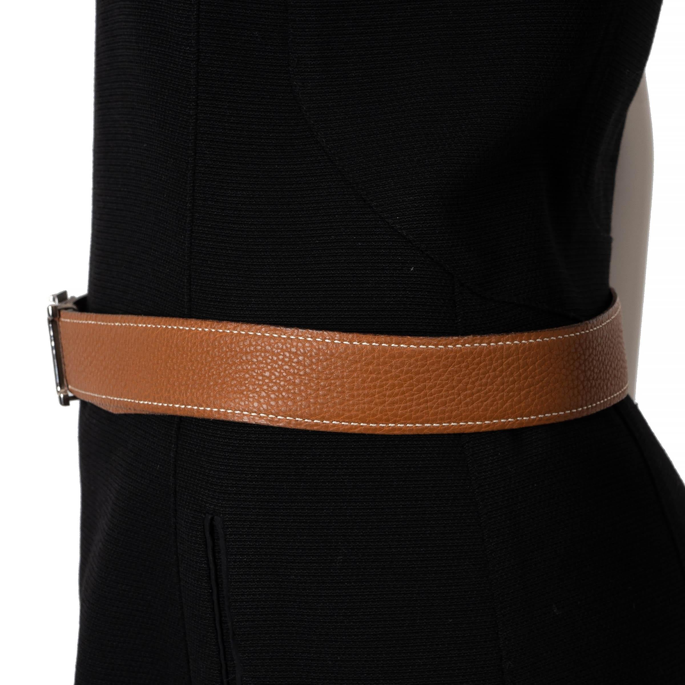 HERMES Rouge H / Cuero dorado 32MM H MARTELEE Cinturón con hebilla REVERSIBLE 85 en venta 2