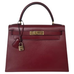 Hermes Rouge H Leather 28cm Kelly Sellier Bag GHW