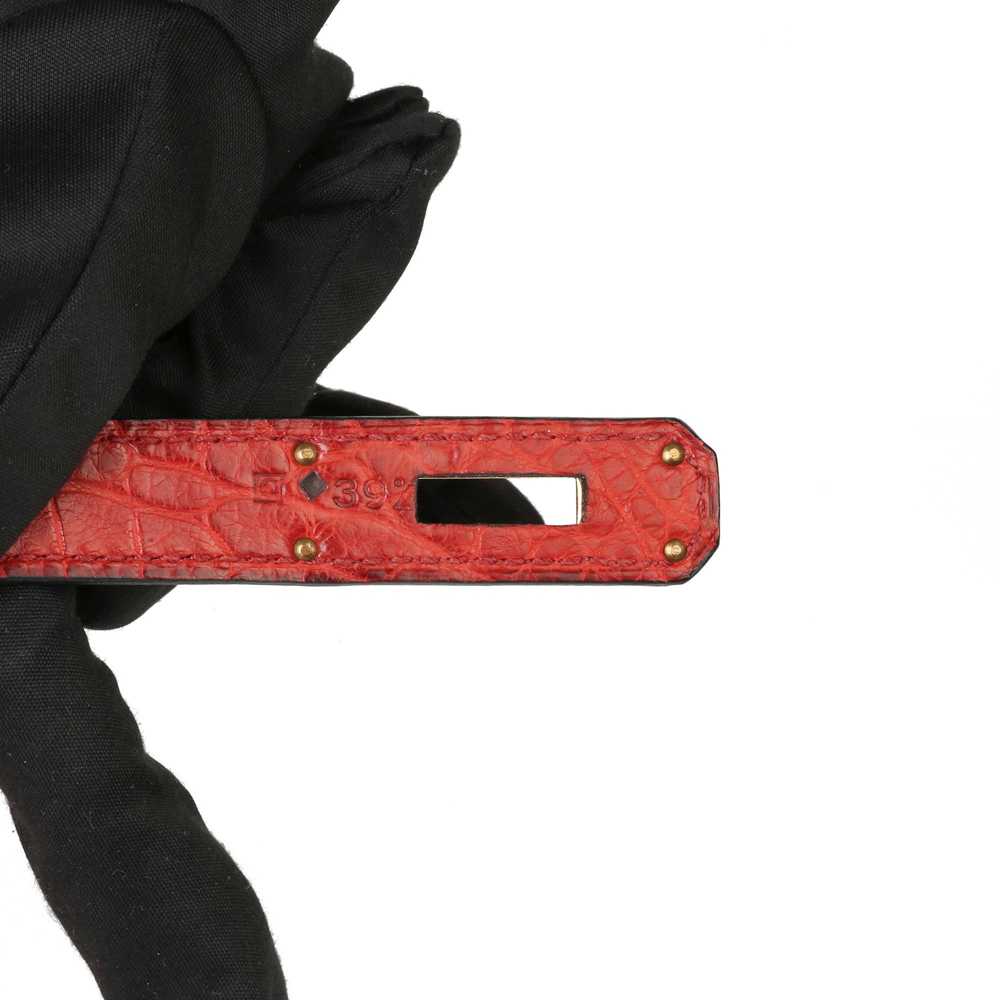 Hermès Rouge H Matte Mississippiensis Alligator Leder Kelly 32cm Retourne (Rot) im Angebot