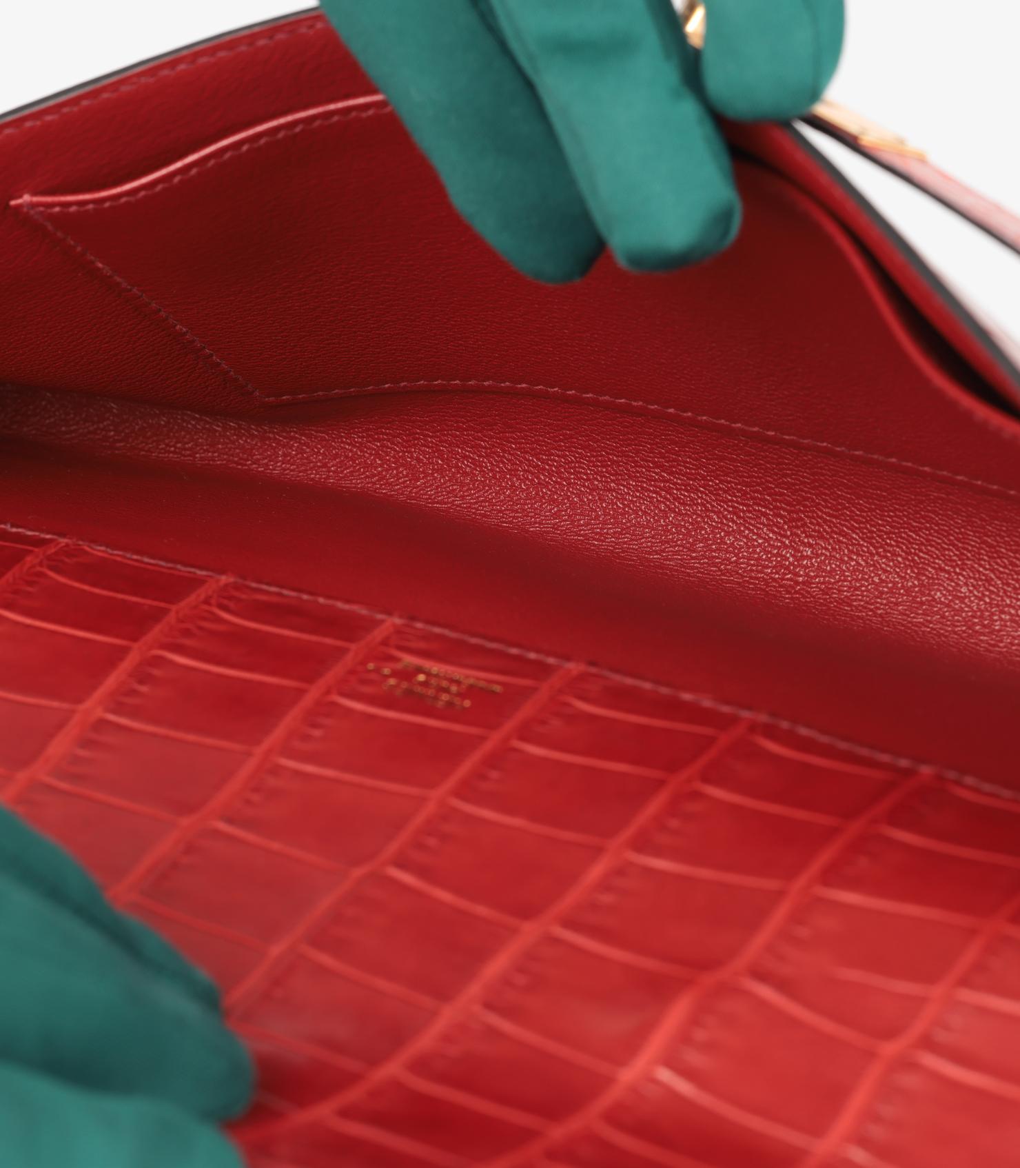 Hermès Rouge H Matte Niloticus Alligator Leather Kelly Cut For Sale 5